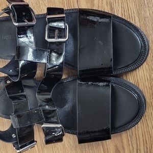 Black patent leather Forever 21 platform sandals worn twice